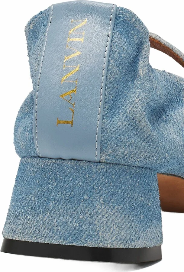 Heeled Mary Janes In Leather With A Faded Denim Effect - Image 5