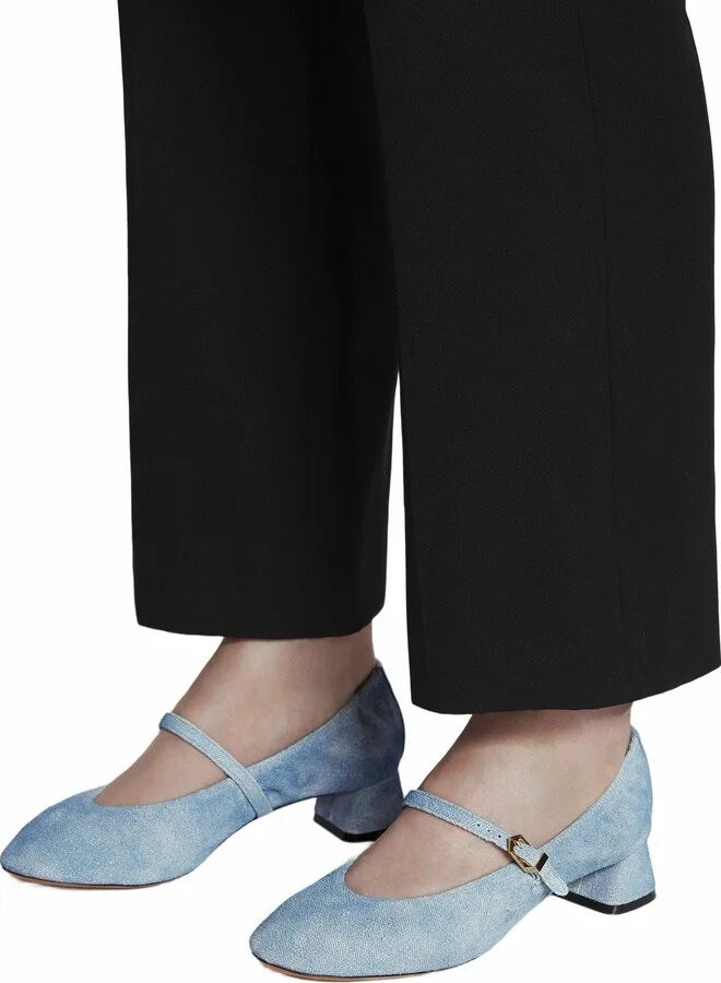 Heeled Mary Janes In Leather With A Faded Denim Effect - Image 6