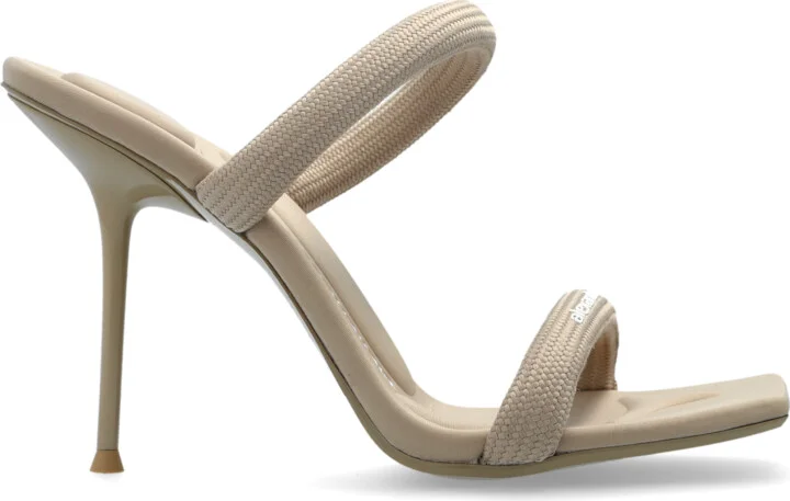 Heeled Mules, , - Beige