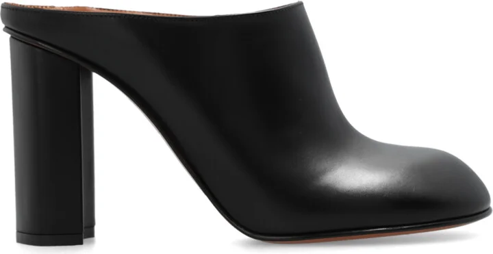 Heeled Mules, , - Black