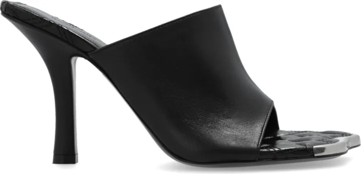 Heeled Mules, , - Black