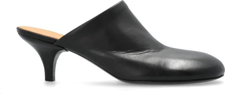 Heeled Mules, , - Black