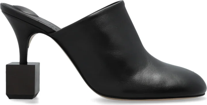 Heeled Mules, , - Black
