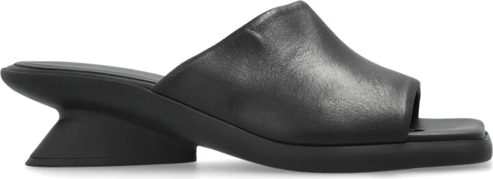 Heeled Mules, , - Black