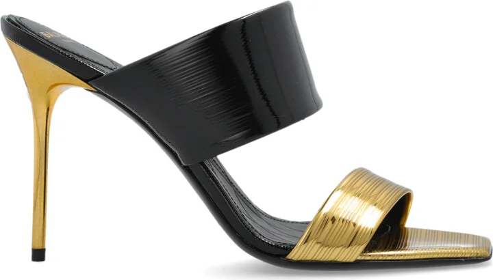 Heeled Mules, , - Black