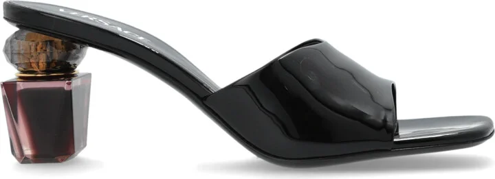 Heeled Mules, , - Black
