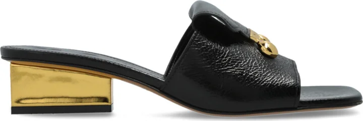 Heeled Mules, , - Black