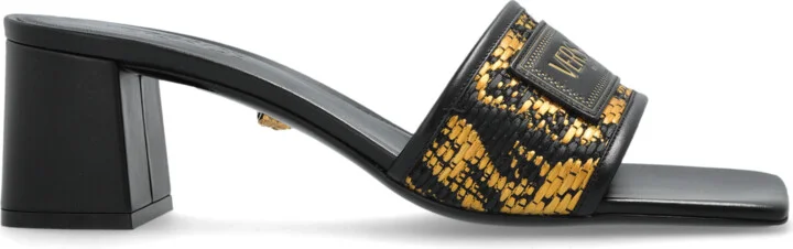 Heeled Mules, , - Black
