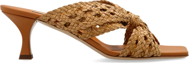 Heeled Mules, , - Brown