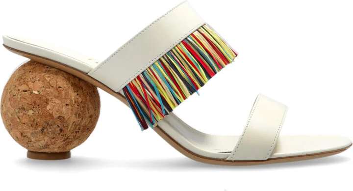 Heeled Mules, , - Cream