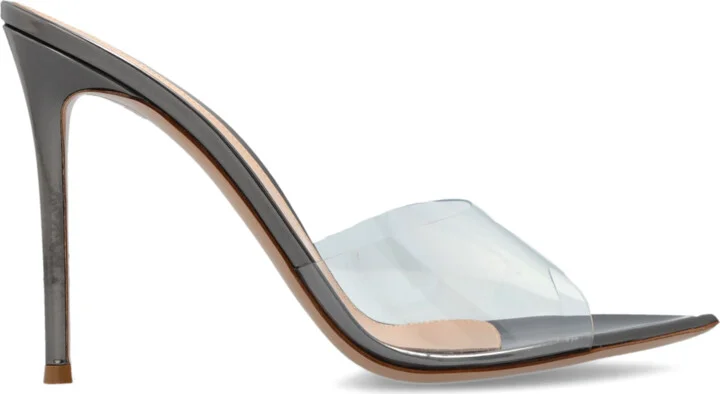 Heeled Mules `Elle`, , - Silver