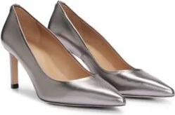 Heeled pumps in laminated leather- Silver Women's Pumps size 7