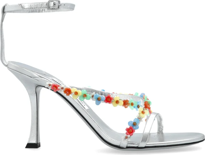 Heeled Sandals `Blanche`, , - Silver