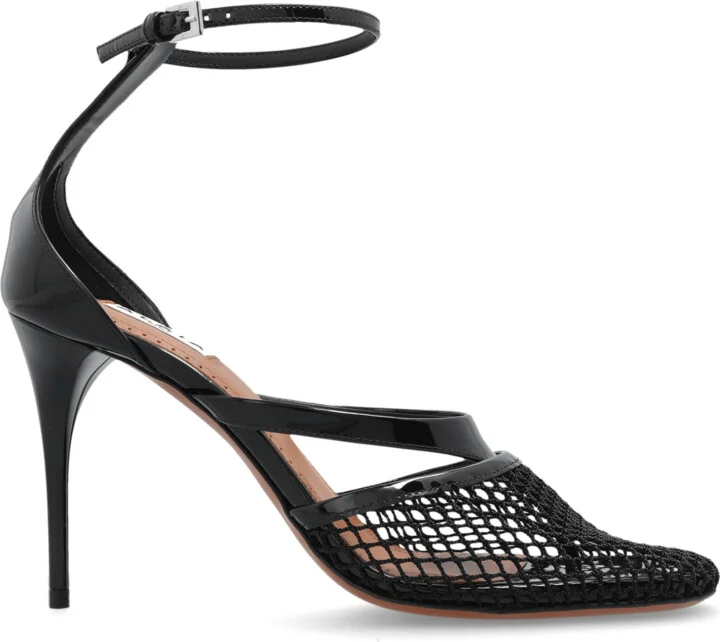 Heeled Sandals Fishnet, , - Black