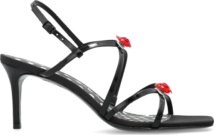 Heeled Sandals Rosette, , - Black
