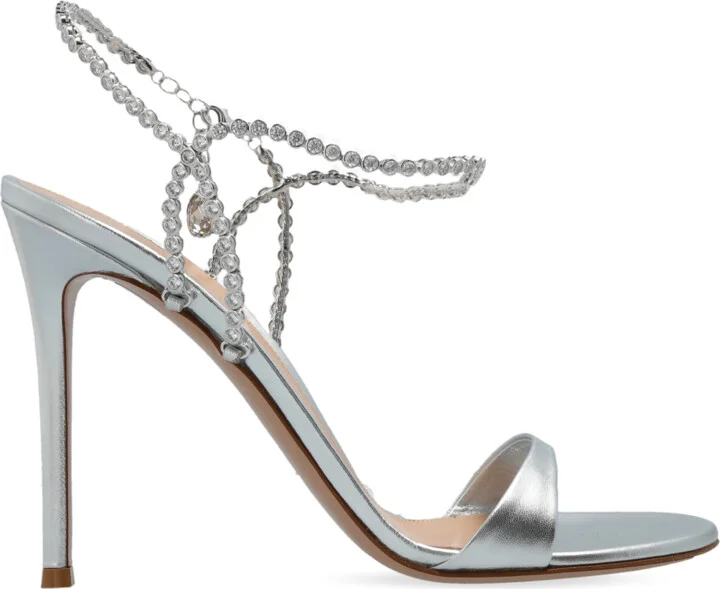 Heeled Sandals, , - Silver
