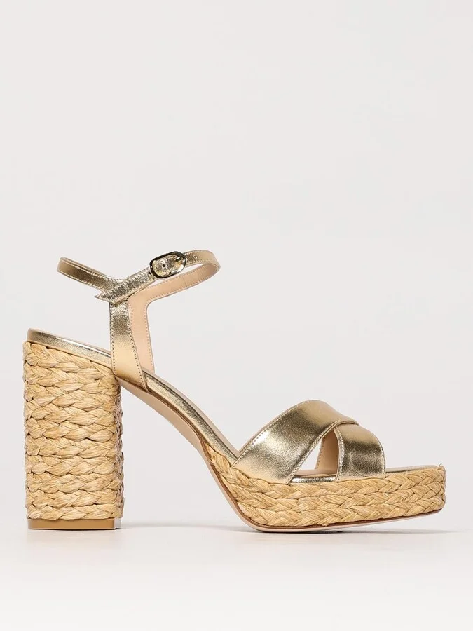 Heeled Sandals STUART WEITZMAN Woman color Gold