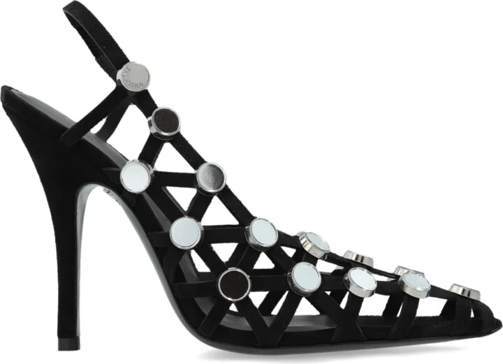 Heeled Shoes Grid, , - Black