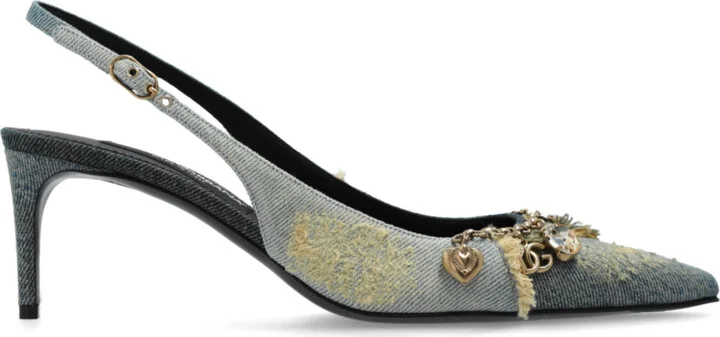 Heeled Shoes With Appliqués, , - Blue