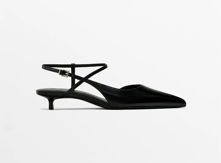 Heeled Slingback Shoes With Buckle