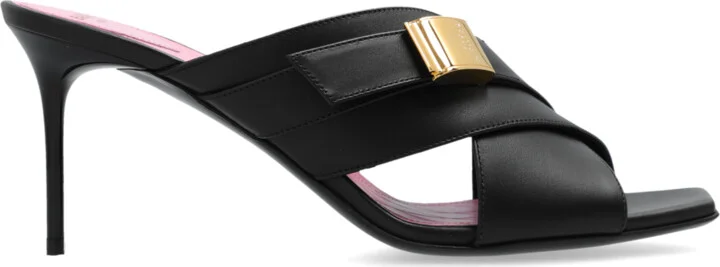 Heeled Slippers, , - Black