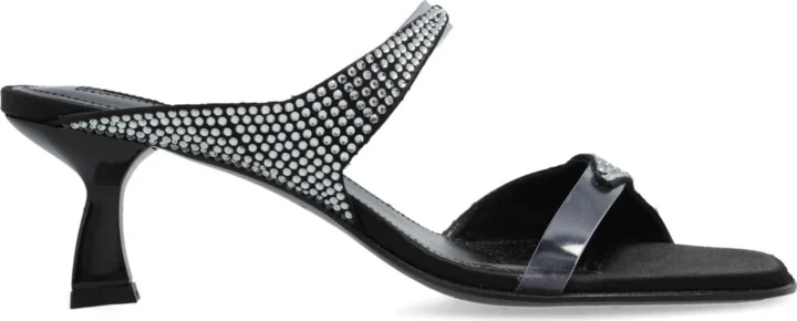 Heeled Slippers, , - Black