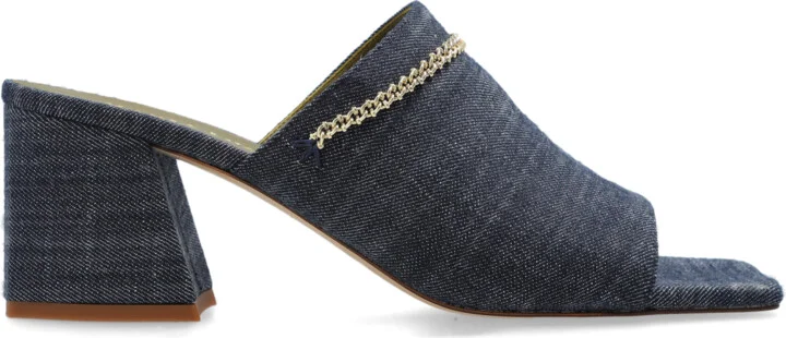 Heeled Slippers, , - Blue