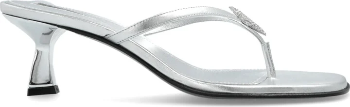 Heeled Slippers, , - Silver
