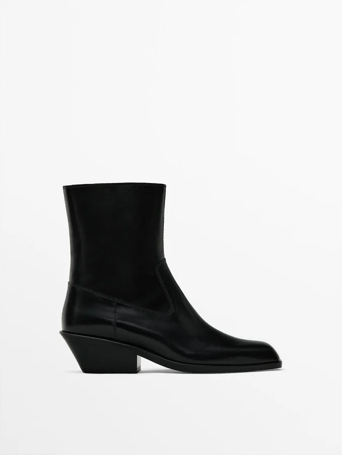 Heeled Square-Toe Ankle Boots