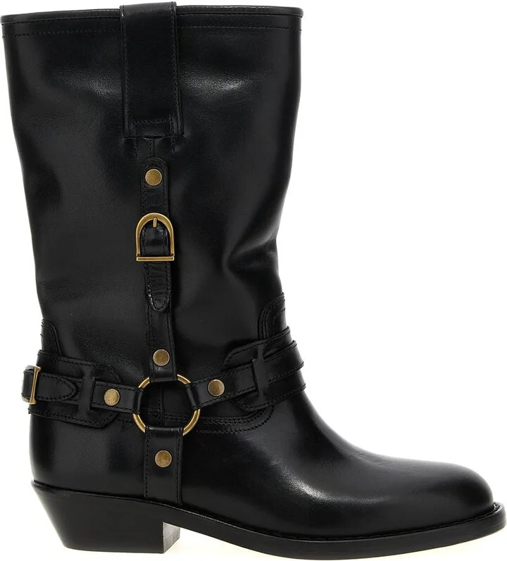 'Heiko' Black Ankle Boots With Studs And Ring In Leather Woman - Image 2