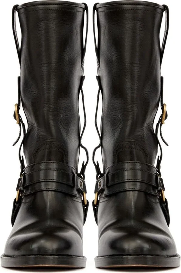 'Heiko' Black Ankle Boots With Studs And Ring In Leather Woman - Image 8