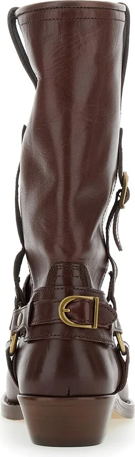 'heiko' Brown Ankle Boots With Buckle And Stud Embellishments In Leather Woman - Image 4