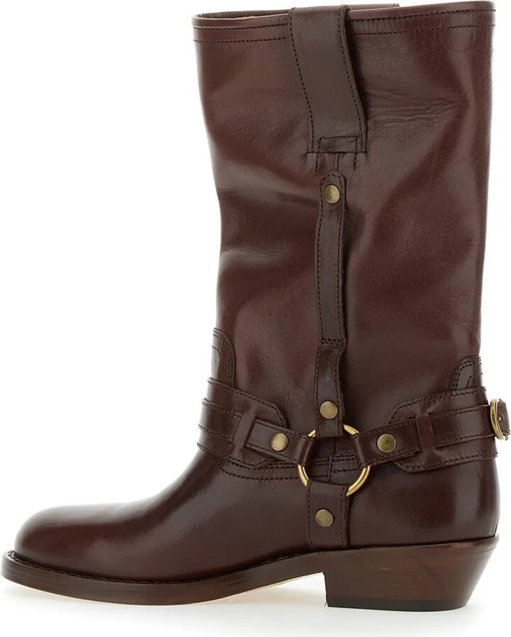 'Heiko' Brown Ankle Boots With Buckle And Stud Embellishments In Leather Woman - Image 3