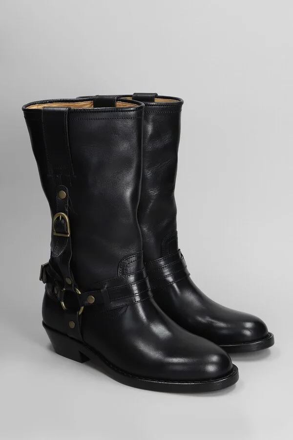 Heiko Low Heels Boots In Black Leather - Image 2