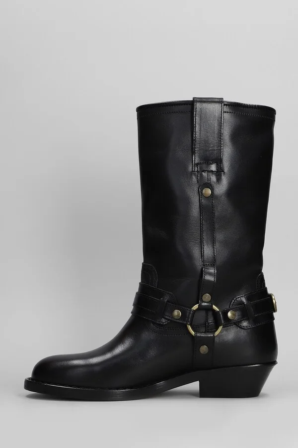 Heiko Low Heels Boots In Black Leather - Image 3