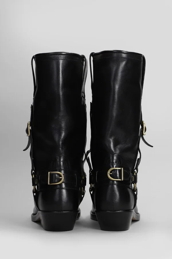 Heiko Low Heels Boots In Black Leather - Image 4