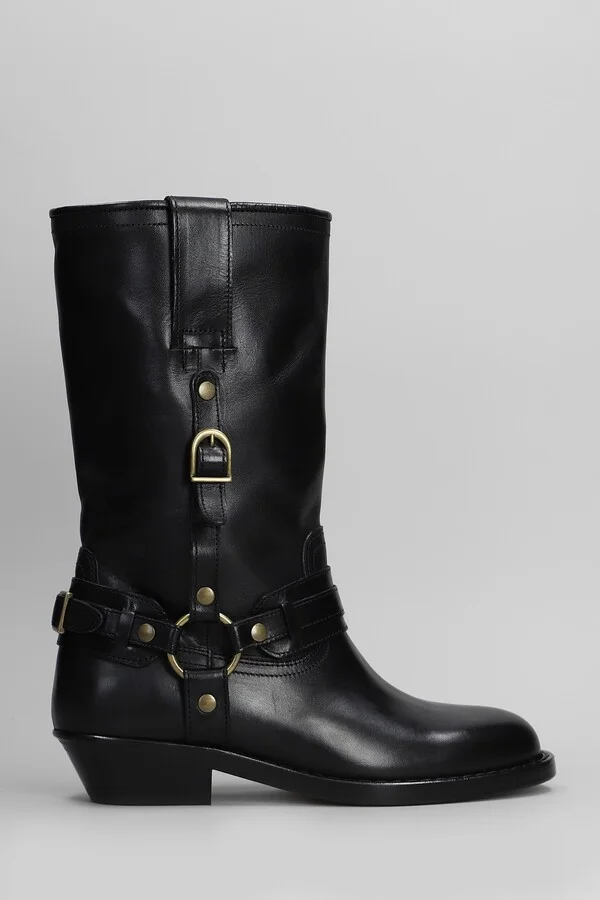 Heiko Low Heels Boots In Black Leather