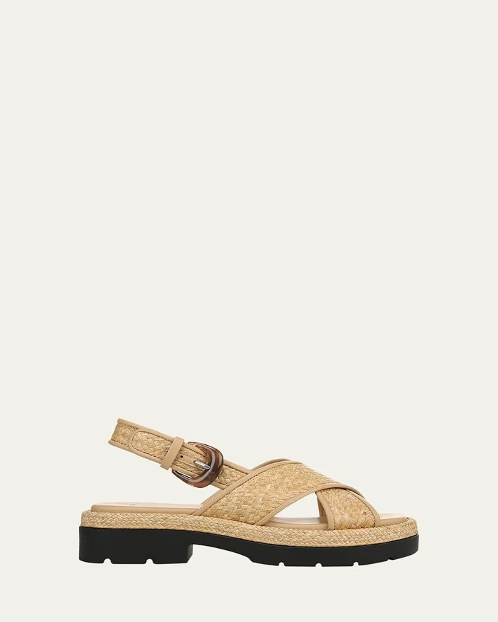 Helena Raffia Lug-Sole Sandals