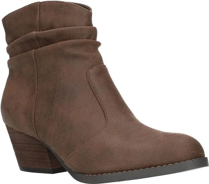 Helena Womens Faux Leather Stacked Heel Booties
