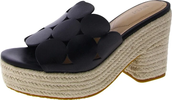 HELENE Womens Faux Leather Slip On Wedge Sandals