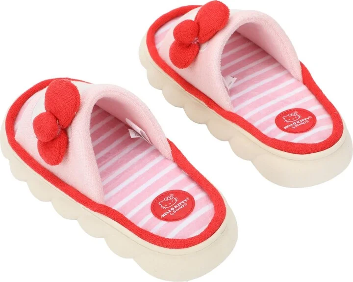 Hello Kitty 3D Character Face Art Women's Pink & White Striped Open-Toed Slide - Image 4