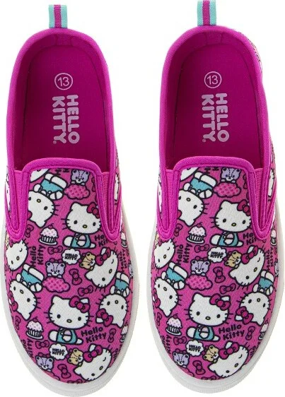 Hello Kitty Low Top Sneakers for Women - Canva Slip on lowtop Shoes - Fuchsia Pink (Size Adults) - Image 2