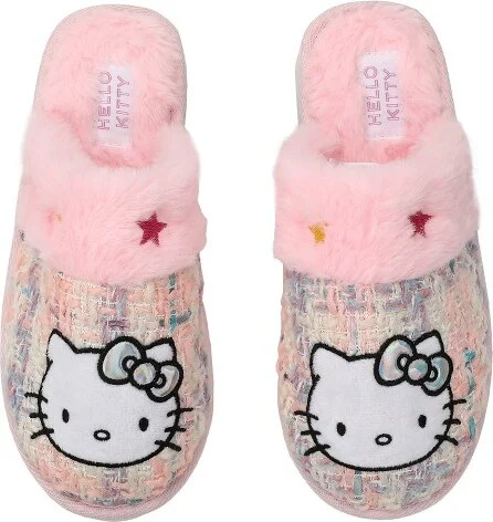 Hello Kitty PVC Sequin Character Patch Women's Gray Tweed Mules-Medium - Image 2