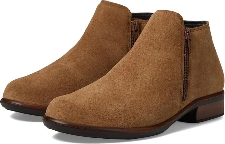 Helm Ankle Boots Women 7 Acorn Suede Round Toe Side Zip Bootie Shoes FZP070 (Acorn,7)