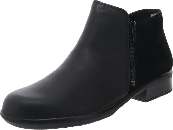 Helm Womens Leather Block Heel Ankle Boots