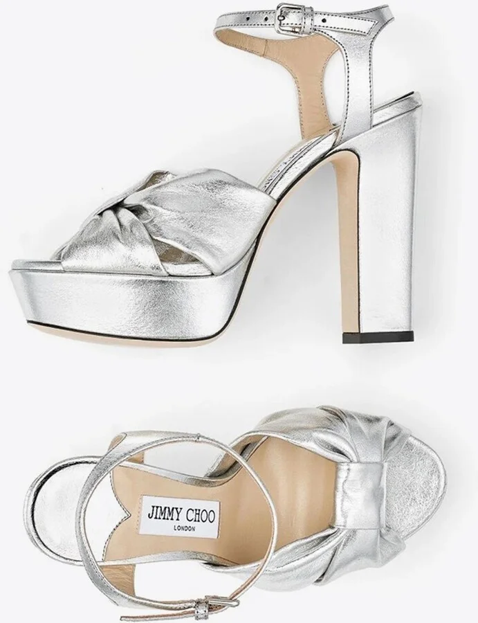 Heloise 120 Metallic Nappa Leather Platform Sandals - Image 3