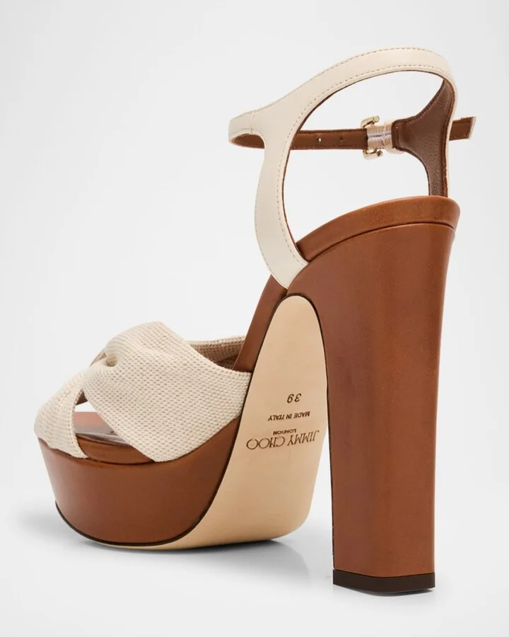 Heloise 120 Vacchetta Ankle-Strap Platform Sandals - Image 4