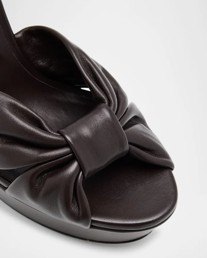Heloise Leather Knot Platform Sandals - Image 4