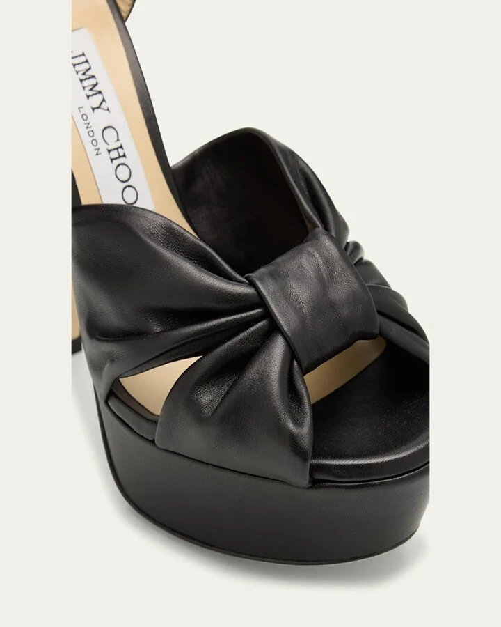 Heloise Leather Knot Platform Sandals - Image 3