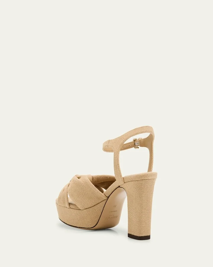 Heloise Linen Knot Platform Sandals - Image 2